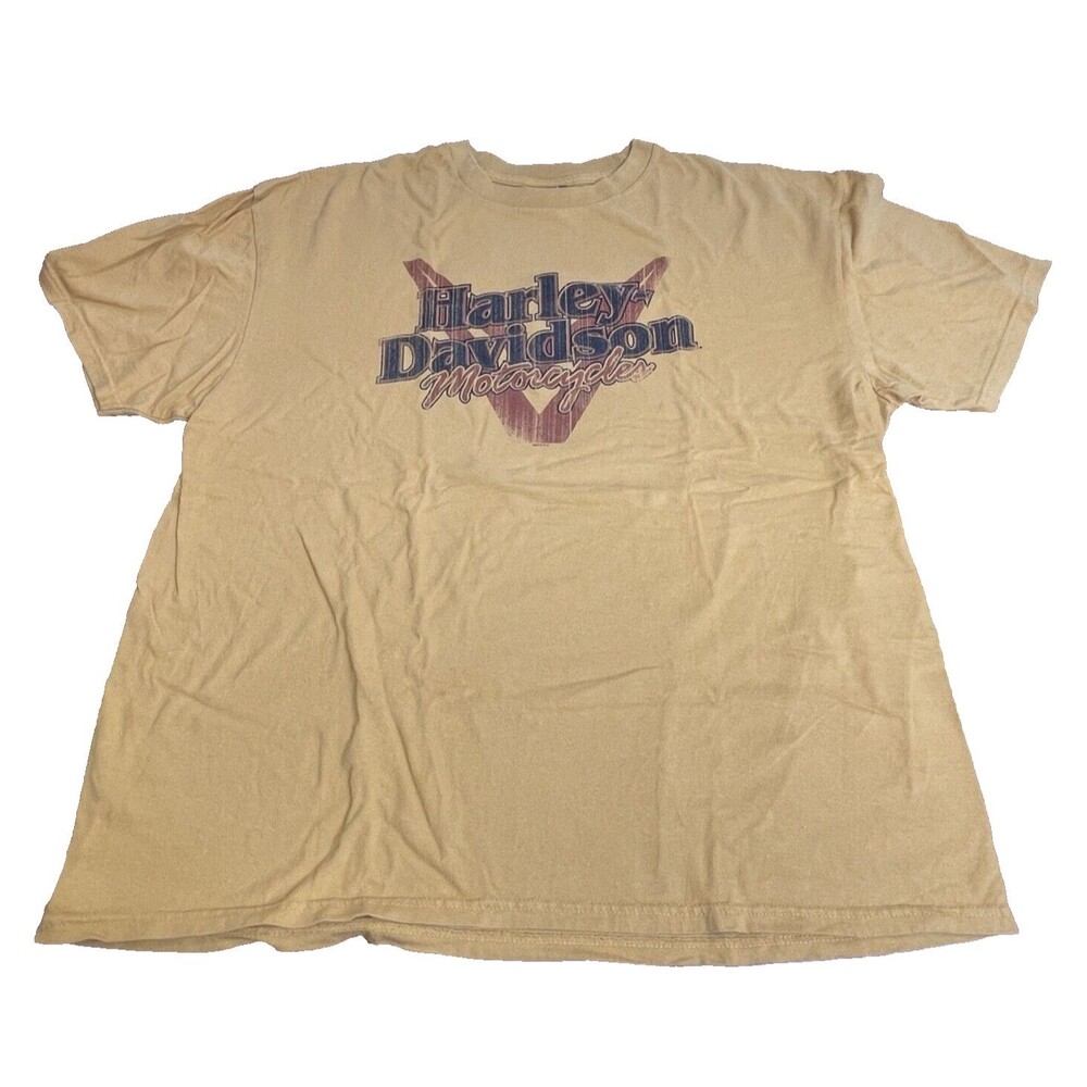 Harley Davidson Mens 2XL T-Shirt Gold Short Sleeve 2-Sided Graphics South Dakota